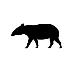 Obraz premium Clean Vector Art of a Walking Tapir Showcased as a Black Silhouette from the Side