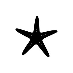Fototapeta premium A Black Silhouette Vector Illustration of a Resting Starfish from a Side Profile