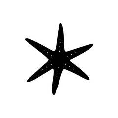Fototapeta premium Detailed Side View of a Resting Starfish Rendered as a Black Silhouette Graphic