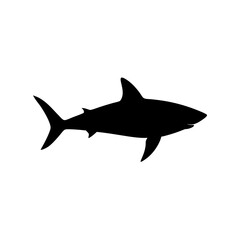 Naklejka premium A Detailed Black Silhouette Vector Graphic Featuring a Circling Shark Side View