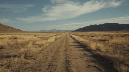 Fototapeta premium Desert Road to the Mountains: A Journey Through Arid Landscapes