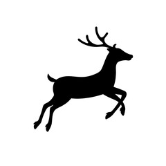 Fototapeta premium Detailed Side View of a Running Reindeer Rendered as a Black Silhouette Graphic