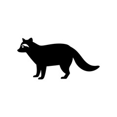 Clean Vector Art of a Sneaking Raccoon Showcased as a Black Silhouette from Side