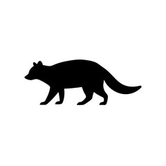 Fototapeta premium A Black Silhouette Vector Illustration of a Sneaking Raccoon from a Side Profile