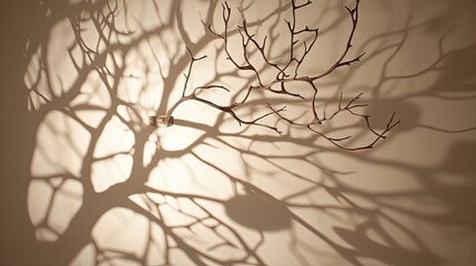 Shadowy tree branches cast on a wall.