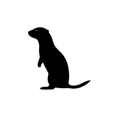 A Detailed Black Silhouette Vector Graphic Featuring a Standing Prairie Dog Side View