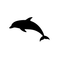 Fototapeta premium Detailed Side View of a Swimming Porpoise as a Black Silhouette Vector Graphic