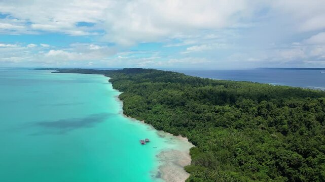 Maratua, Indonesia: Aerial drone footage of the stunning Maratua lagoon and island near Derawan in Indonesia. 