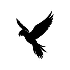 Fototapeta premium A Monochrome Side Profile Graphic of a Flying Parrot a Vector Illustration