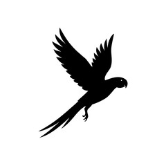Fototapeta premium A Clean Side View Vector Art of a Flying Parrot Showcased as a Black Graphic