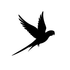 Obraz premium A Monochrome Side Profile Graphic of a Flying Parakeet a Vector Illustration
