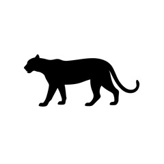 Obraz premium A Monochrome Side Profile Graphic of a Creeping Panther a Vector Illustration