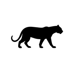 Obraz premium Elegant Side Profile Vector Illustration of a Creeping Panther a Black Silhouette