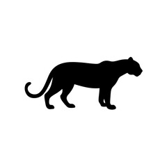 Obraz premium A Monochrome Side Profile Graphic of a Creeping Panther a High Quality Vector Art