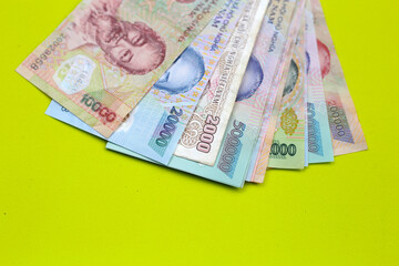 Vietnamese dong banknotes. Money concept