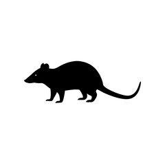 Obraz premium Elegant Side Profile Vector Illustration of a Still Opossum a Black Silhouette