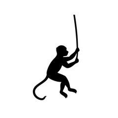 Fototapeta premium Quick Side View of a Monkey Swinging Black Silhouette Vector Clip Art Illustration