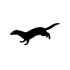 Fototapeta premium Basic Side View of a Mongoose Jumping Black Silhouette Vector Clip Art Illustration