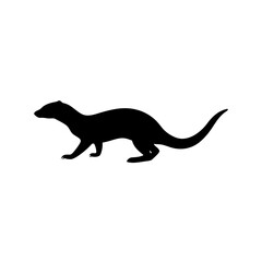 Fototapeta premium Basic Side View of a Mongoose Running Black Silhouette Vector Clip Art Illustration