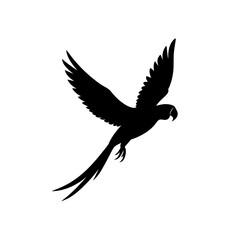 Obraz premium Energetic Side View of a Macaw Flying Black Silhouette Vector Clip Art Illustration