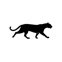 Fototapeta premium Agile Side View of a Leopard Running Black Silhouette Vector Clip Art Illustration