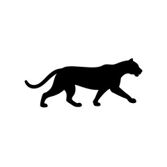 Obraz premium Elegant Side View of a Leopard Running Black Silhouette Vector Clip Art Illustration