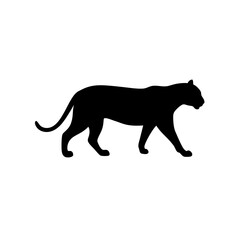 Fototapeta premium Basic Side View of a Jaguar Walking Black Silhouette Vector Clip Art Illustration
