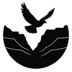 Canyon Bird Silhouette Vector Illustration