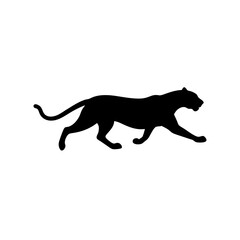 Obraz premium Fast Side View of a Jaguar Running Black Silhouette Vector Clip Art Illustration