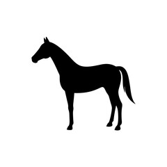 Basic Side View of a Horse Black Silhouette Vector Clip Art Illustration