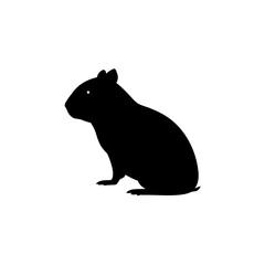 Fototapeta premium Curious Side View of a Hamster Sitting Black Silhouette Vector Clip Art Illustration