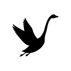 Obraz premium Energetic Side View of a Goose Flapping Black Silhouette Vector Clip Art Illustration