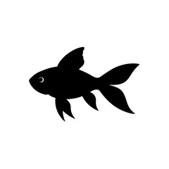 Obraz premium Basic Side View of a Goldfish Swimming Black Silhouette Vector Clip Art Illustration