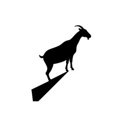 Fototapeta premium Simple Side View of a Goat Climbing Black Silhouette Vector Clip Art Illustration