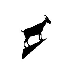 Agile Side View of a Goat Climbing Black Silhouette Vector Clip Art Illustration
