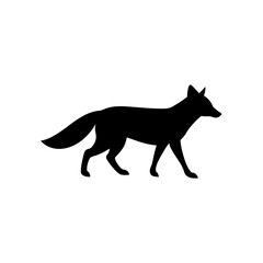 Cautious Side View of a Fox Sneaking Black Silhouette Vector Clip Art Illustration