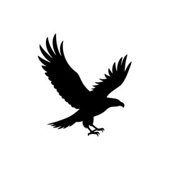 Black Silhouette Of a Side View Eagle Landing Gracefully vector illustration