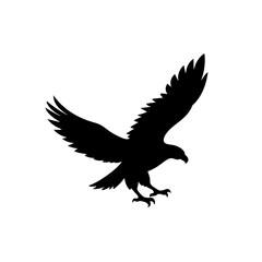 Fototapeta premium Black Silhouette Of a Side View Eagle Landing with Talons Ready vector illustration