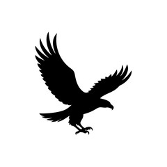 Obraz premium Black Silhouette Of a Side View Eagle Landing on Branch vector illustration