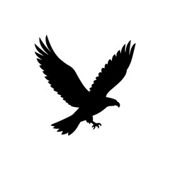 Black Silhouette Of a Side View Eagle Flying High vector illustration