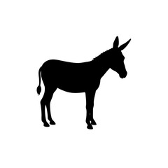 Fototapeta premium Black Silhouette Of a Side View Donkey Standing Still vector illustration