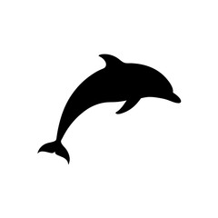 Fototapeta premium Black Silhouette Of a Side View Dolphin Jumping with Joy vector illustration