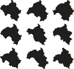 Central African Republic black map silhouette vector style with white background