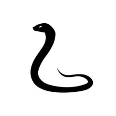 Black Silhouette Of a Side View Cobra Slithering on Ground vector illustration