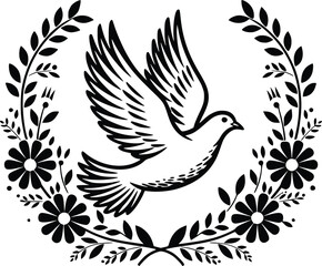 Floral Dove Svg, dove with flower bundle