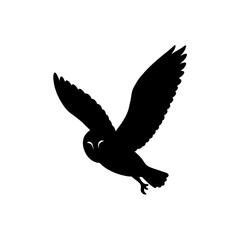 Fototapeta premium Black Silhouette Of a Side View Barn Owl Flying vector illustration