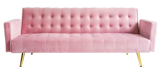 Pink Sofa isolated on white background, Pink armchair and sofa on white background with work path,...