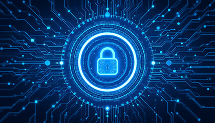 "Data Security and Protection Concept with Padlock Icon for Digital Safety and Privacy"

