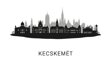 Obraz premium Kecskemet Skyline with Hungary, Vector, and Silhouette.