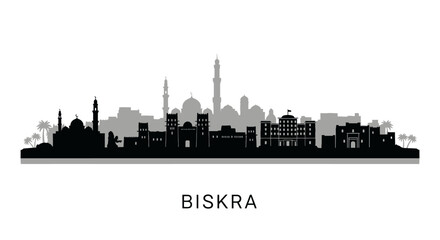 Biskra Skyline with Algeria City Silhouette.